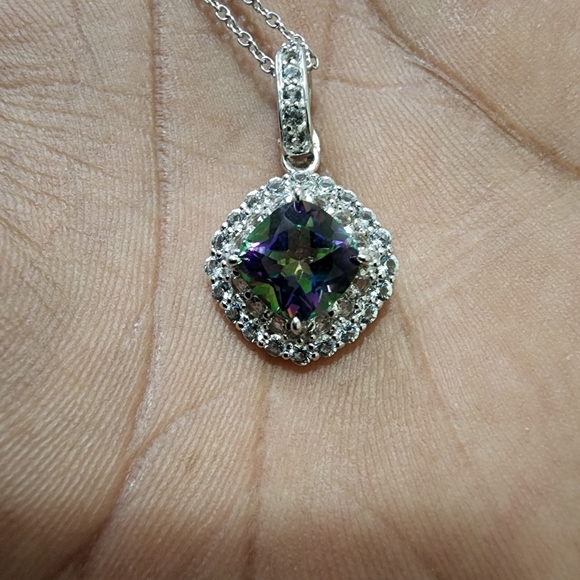 Topaz and white sapphires on SS - Picture 1 of 4